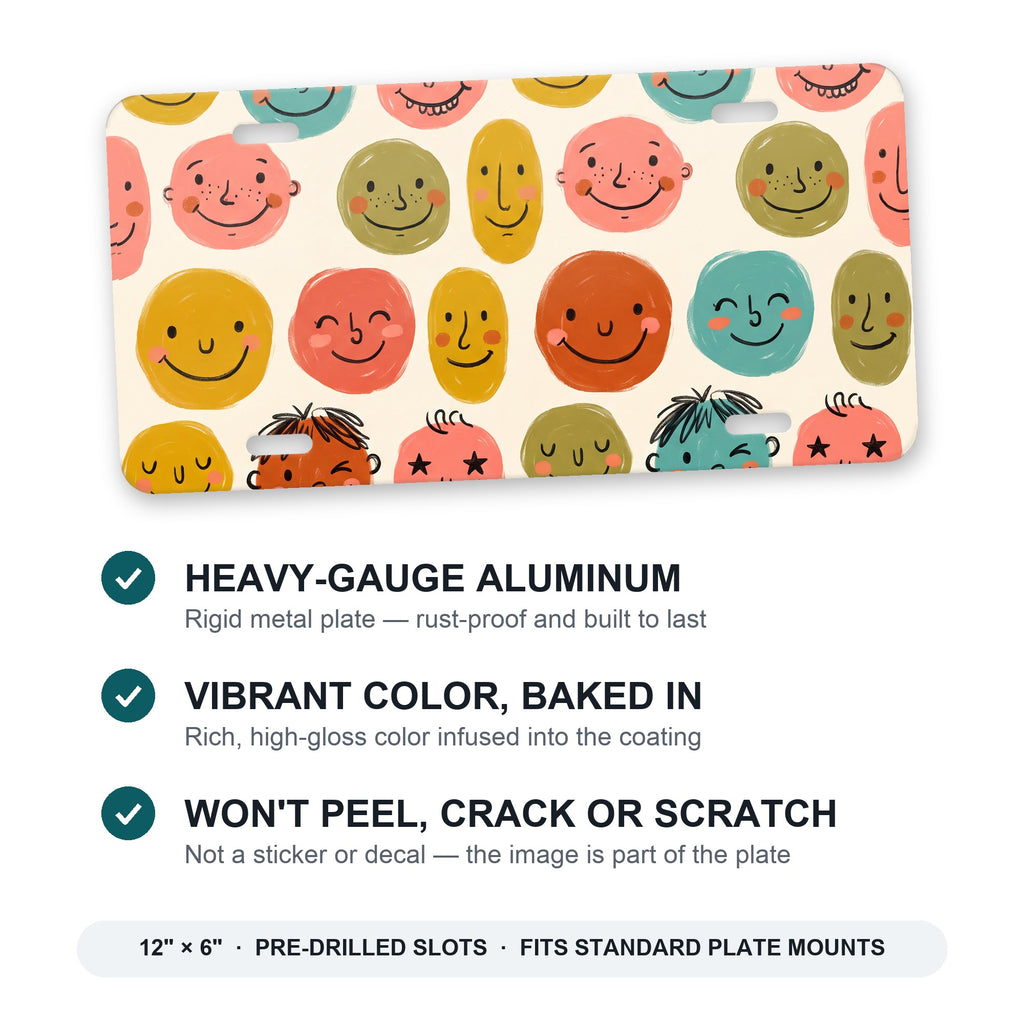 Smiley Face aluminum front license plate