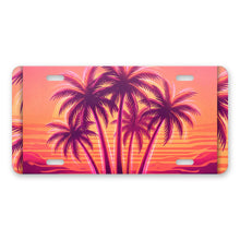 Neon Palm Sunset aluminum front license plate