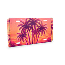Neon Palm Sunset aluminum front license plate