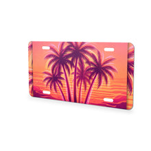 Neon Palm Sunset aluminum front license plate