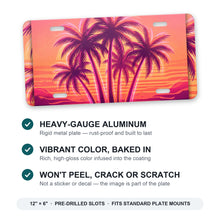 Neon Palm Sunset aluminum front license plate