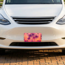 Neon Palm Sunset aluminum front license plate