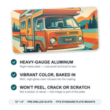 Retro Camper Van aluminum front license plate