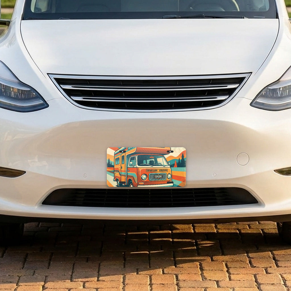 Retro Camper Van aluminum front license plate