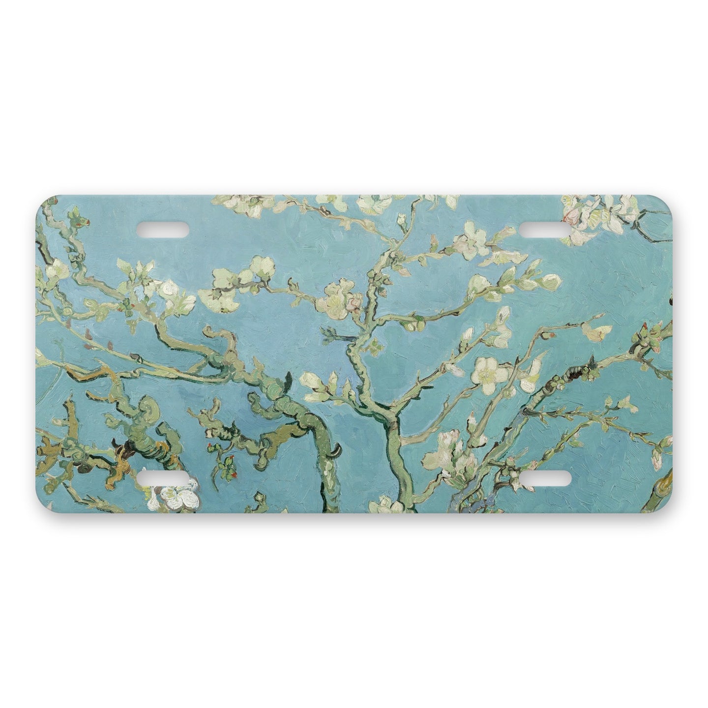 Almond Blossoms aluminum front license plate