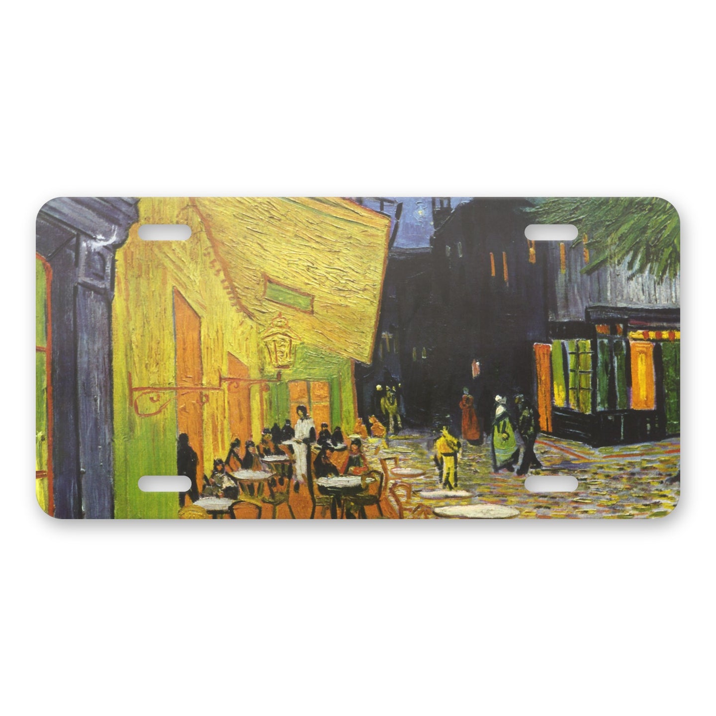 Cafe Terrace At Night aluminum front license plate