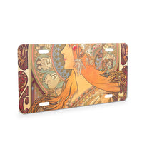 Mucha Art Nouveau aluminum front license plate