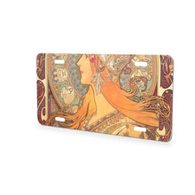 Mucha Art Nouveau aluminum front license plate