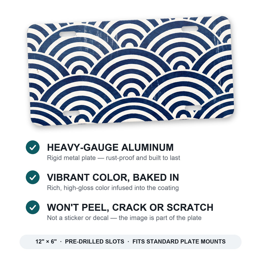 Ukiyo-e Wave Pattern aluminum front license plate