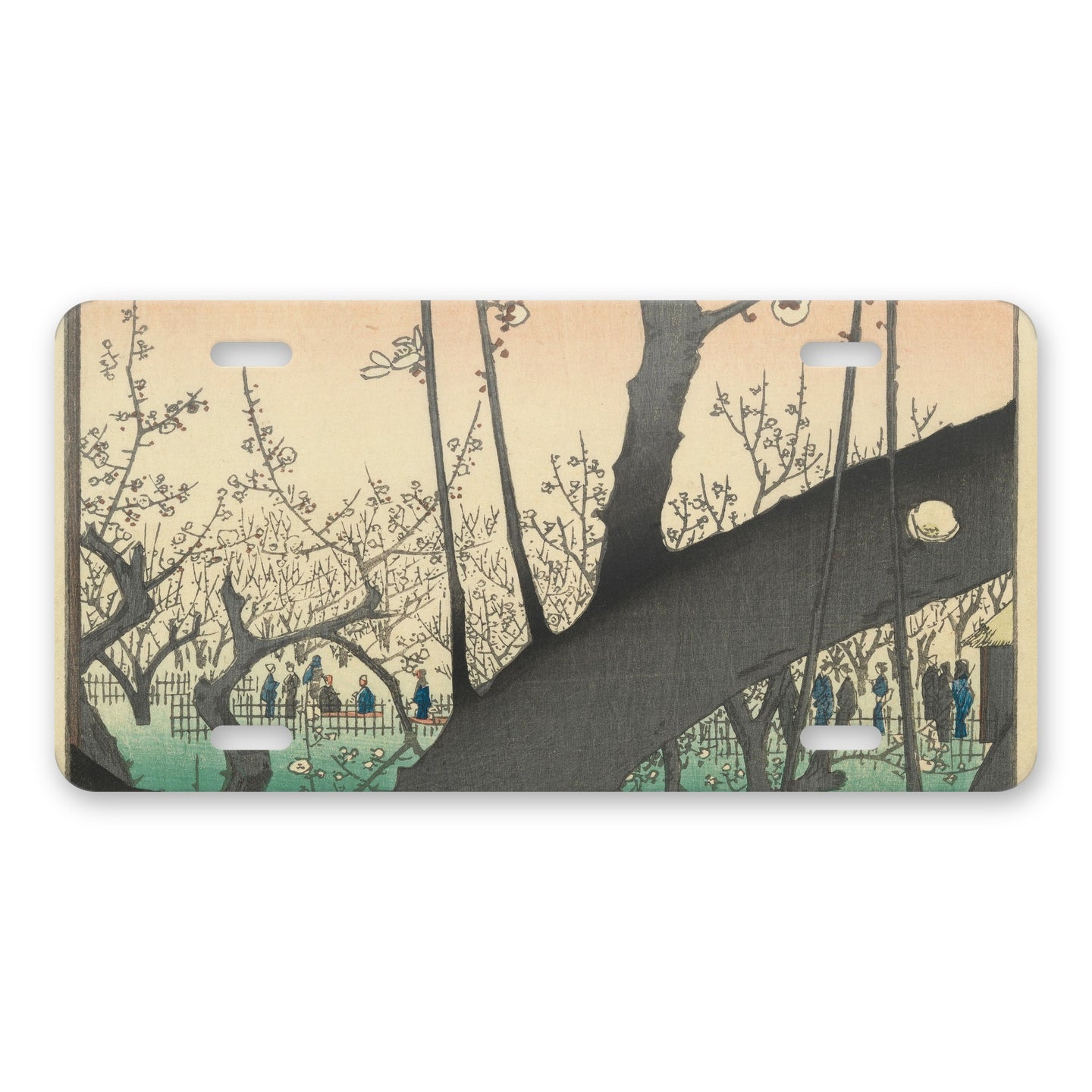 Hokusai Plum Blossom aluminum front license plate