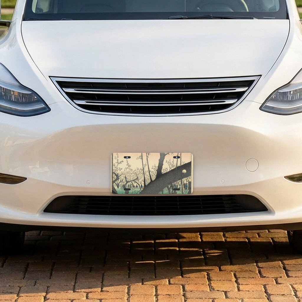 Hokusai Plum Blossom aluminum front license plate
