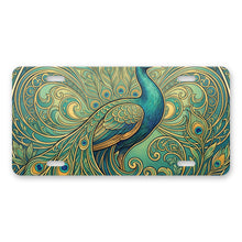 Art Nouveau Peacock aluminum front license plate