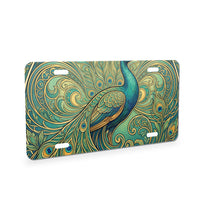 Art Nouveau Peacock aluminum front license plate
