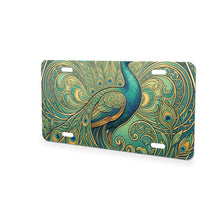 Art Nouveau Peacock aluminum front license plate