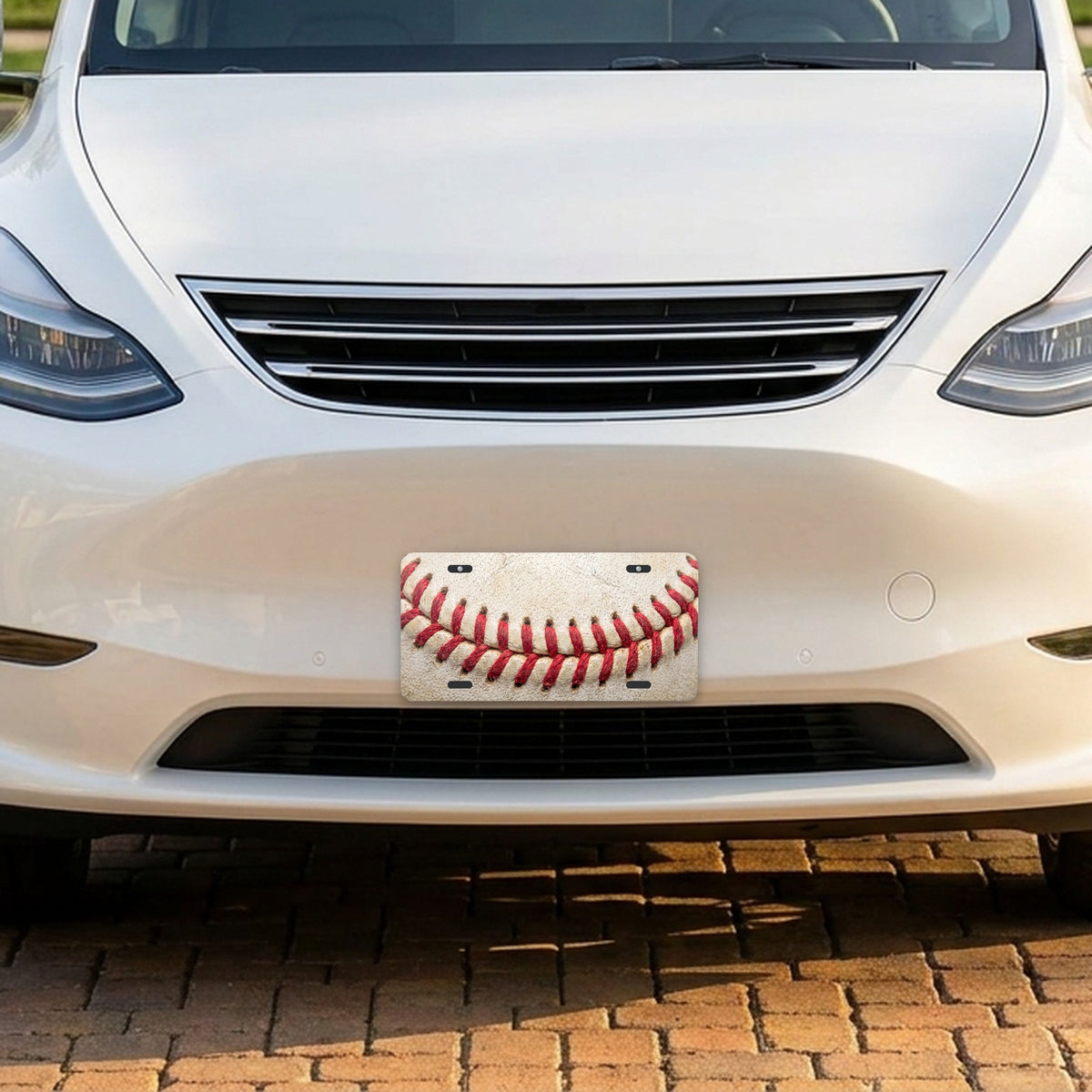 Baseball Stitch aluminum front license plate