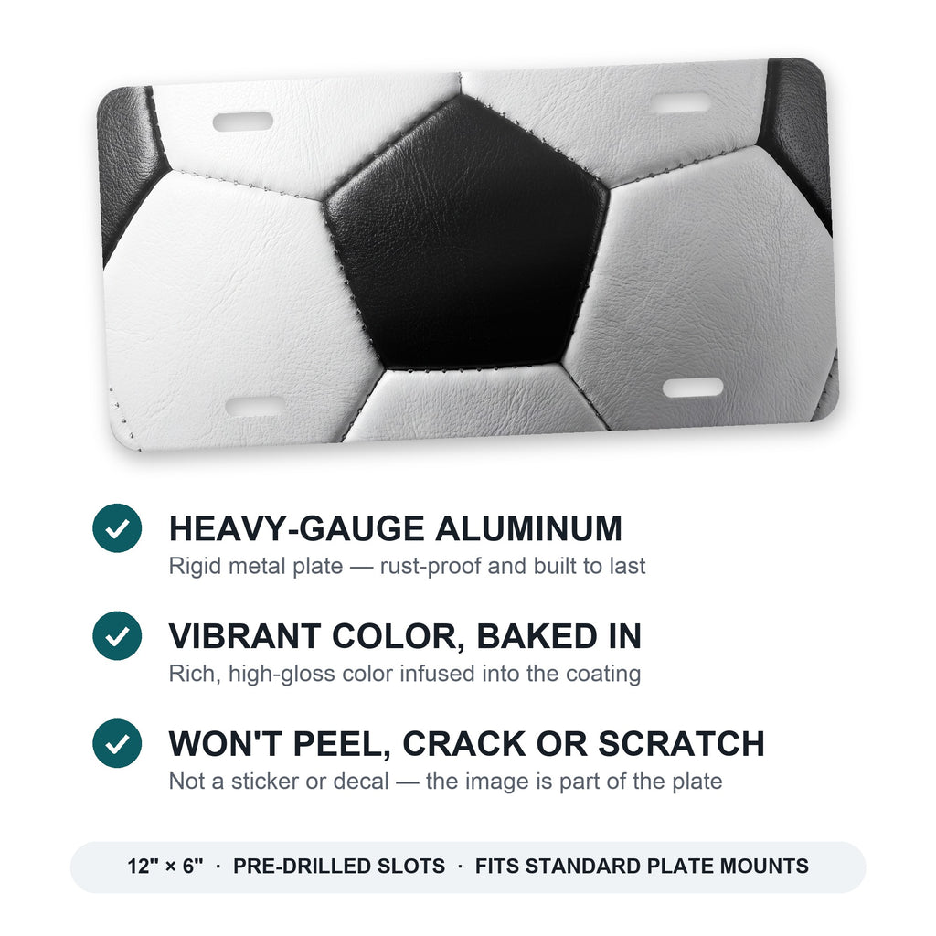 Soccer Ball aluminum front license plate