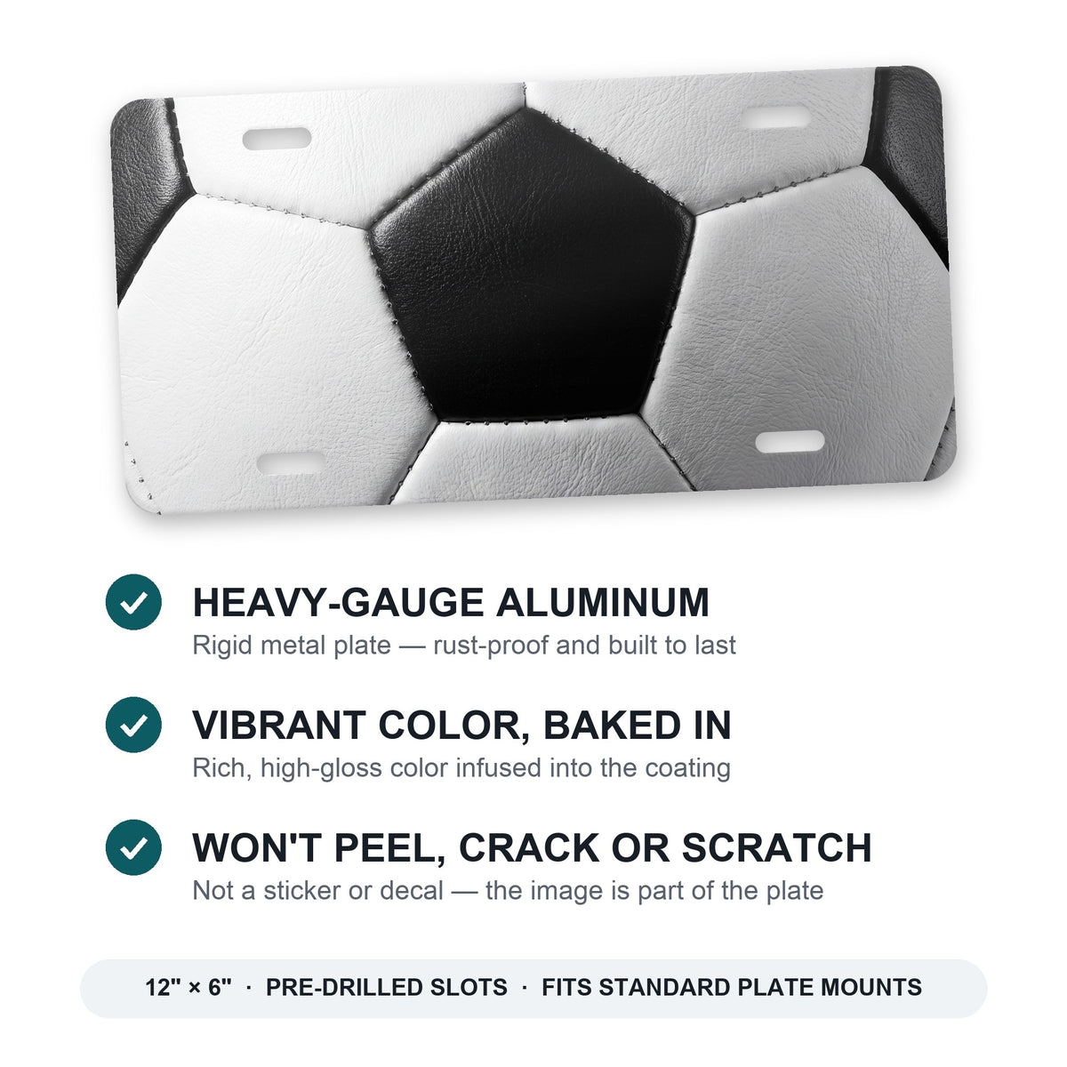 Soccer Ball aluminum front license plate