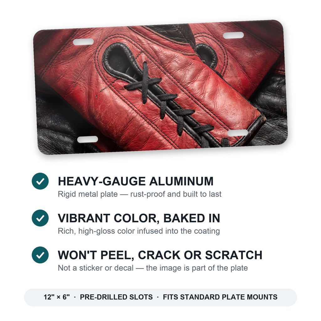 Boxing Gloves aluminum front license plate