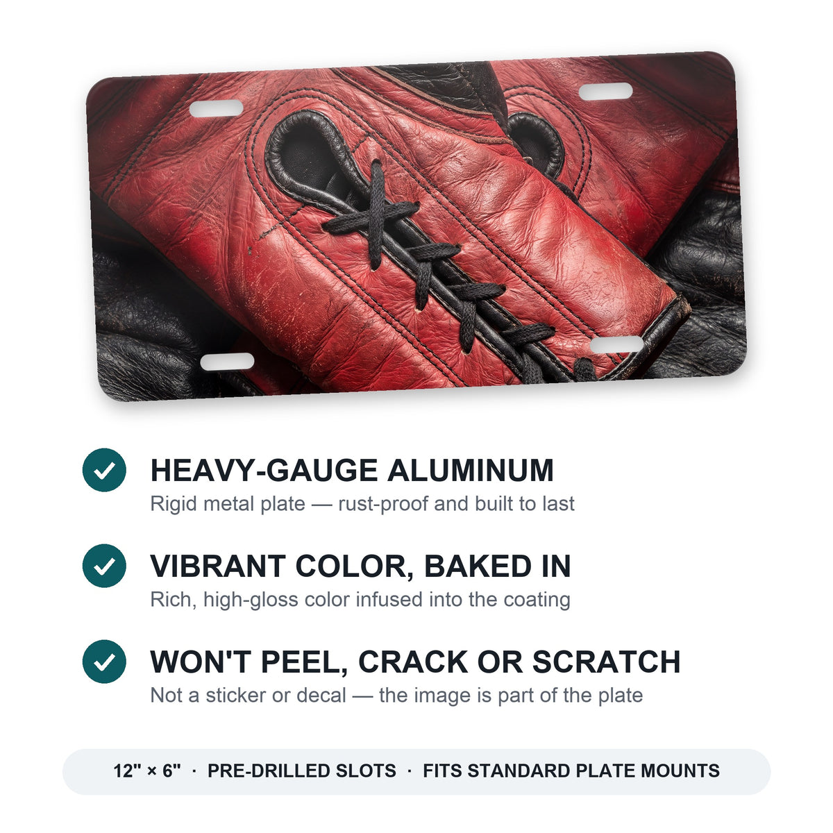 Boxing Gloves aluminum front license plate