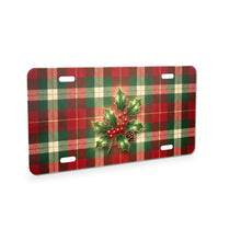 Christmas Plaid aluminum front license plate
