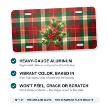 Christmas Plaid aluminum front license plate