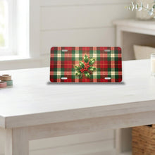Christmas Plaid aluminum front license plate