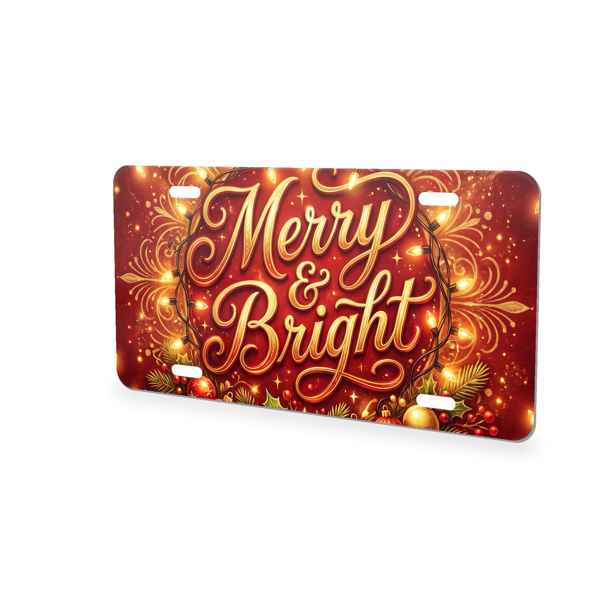 Merry & Bright aluminum front license plate