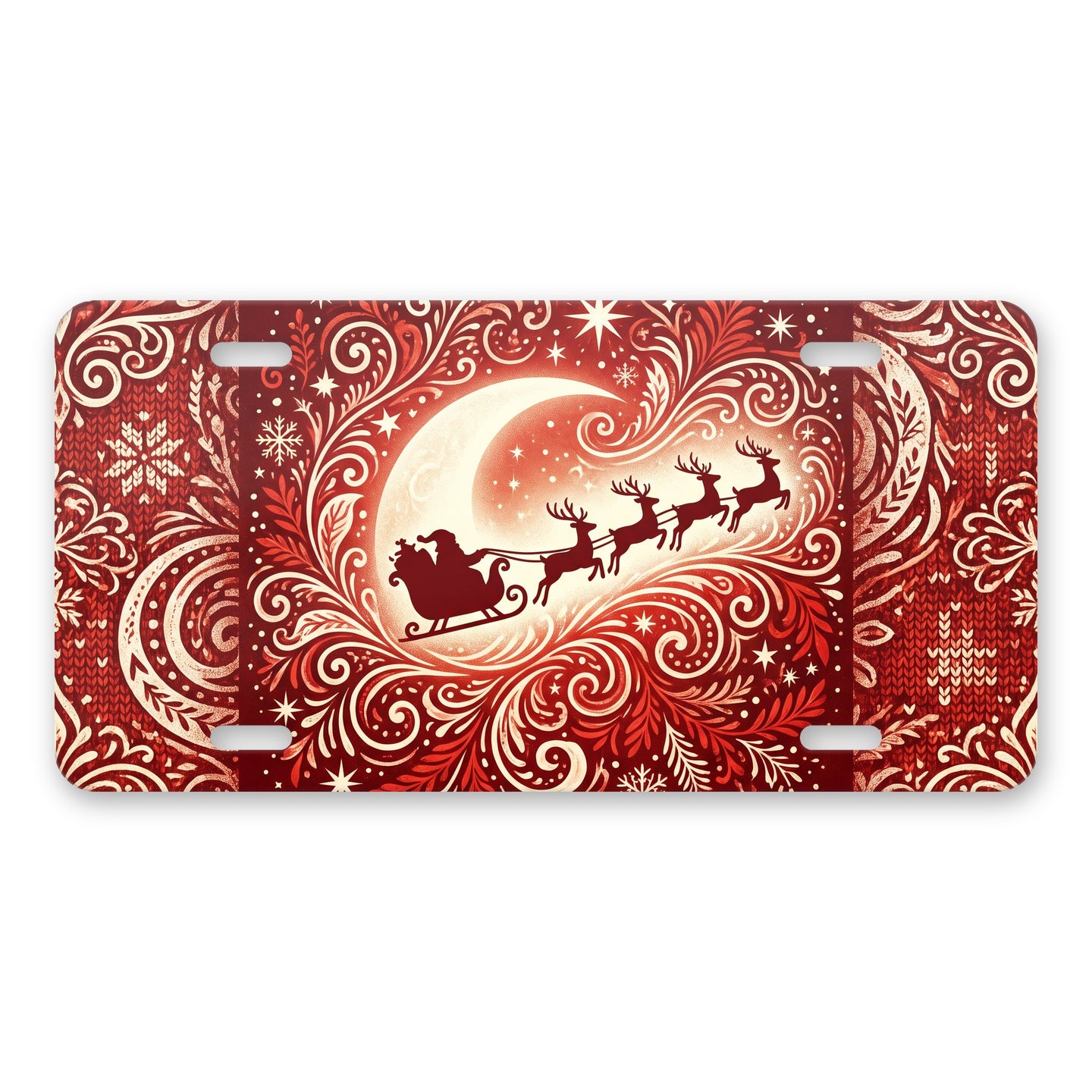 Santa & Reindeer aluminum front license plate