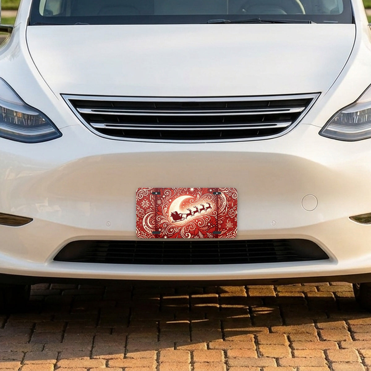 Santa & Reindeer aluminum front license plate
