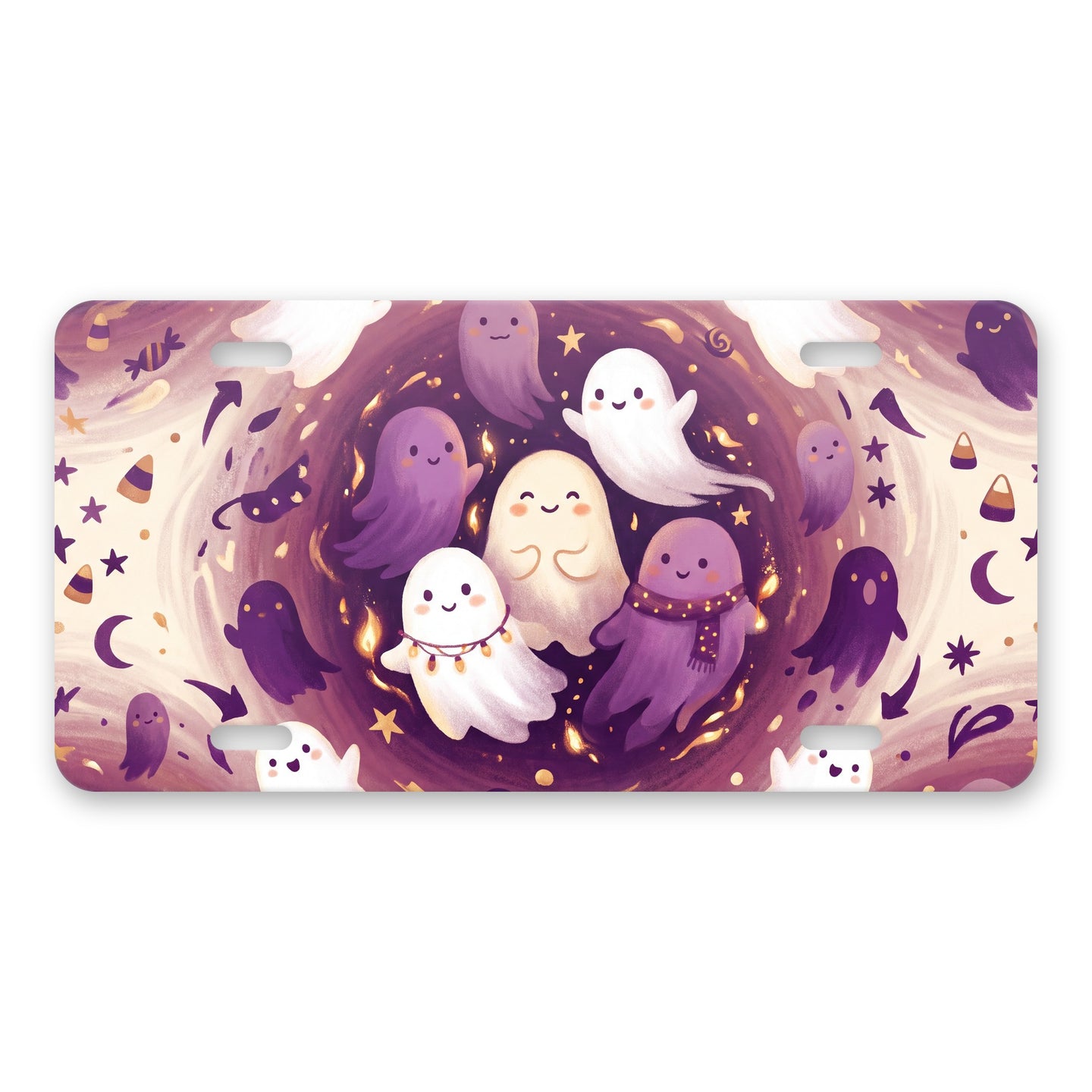 Spooky Ghosts aluminum front license plate