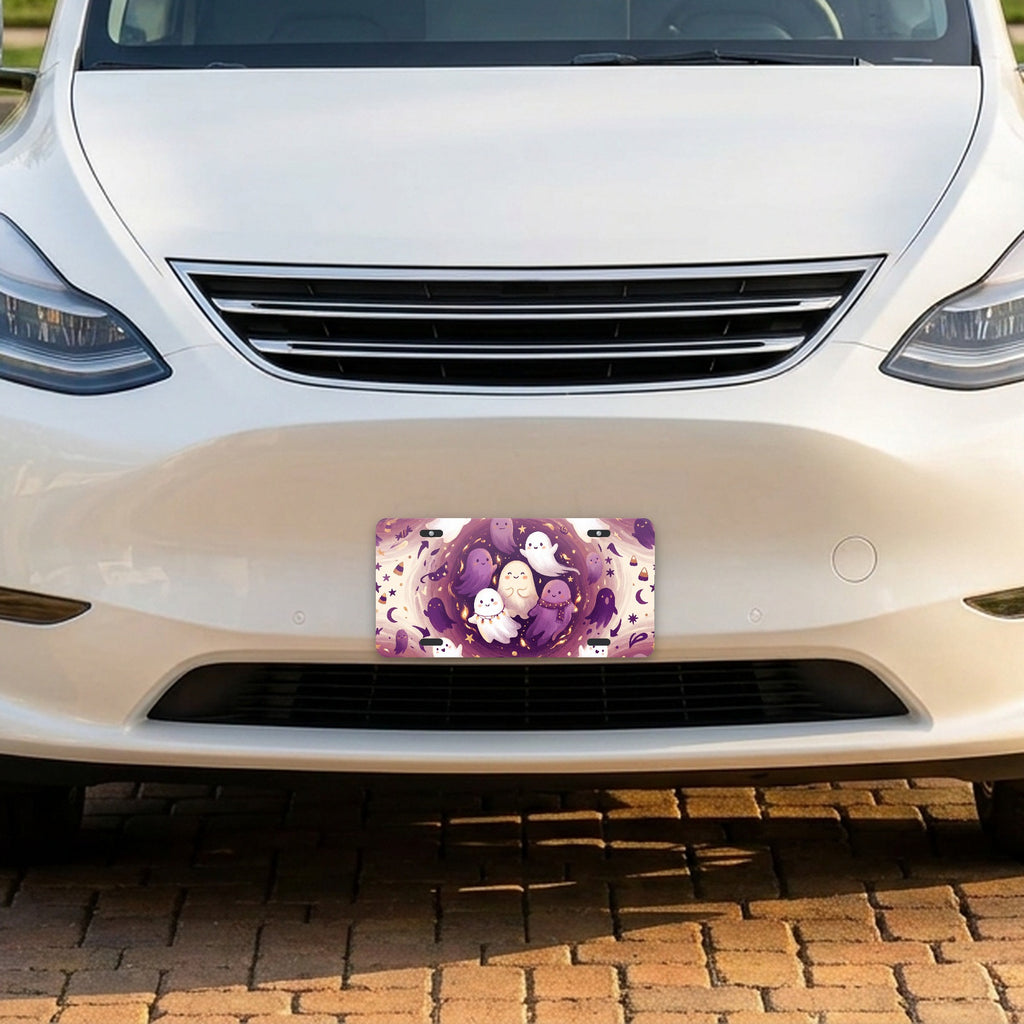Spooky Ghosts aluminum front license plate