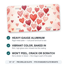 Valentine Hearts aluminum front license plate