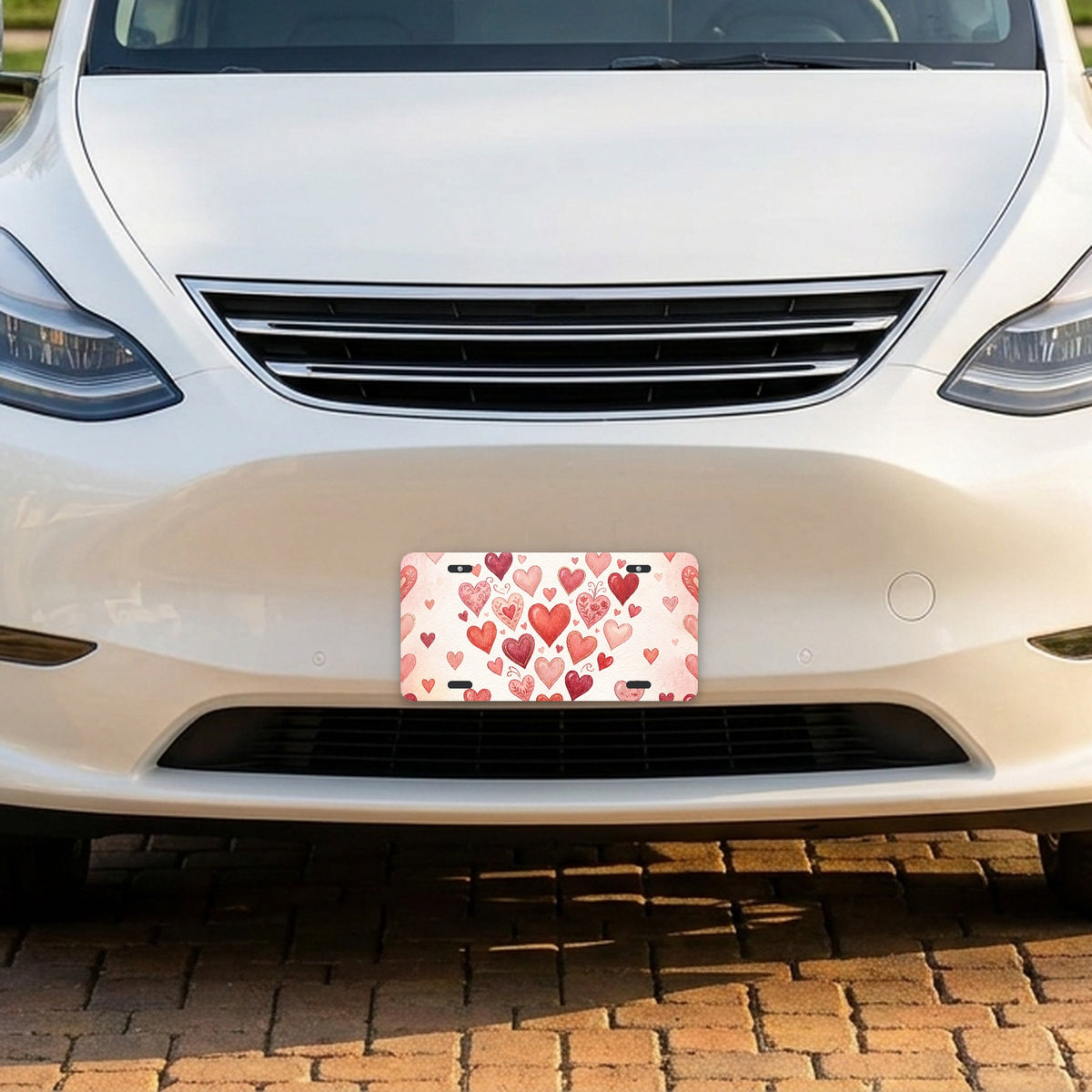 Valentine Hearts aluminum front license plate