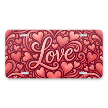 Love Script Hearts aluminum front license plate