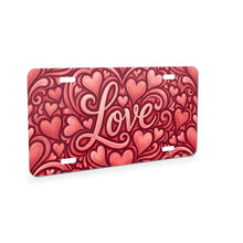 Love Script Hearts aluminum front license plate