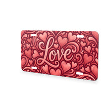 Love Script Hearts aluminum front license plate
