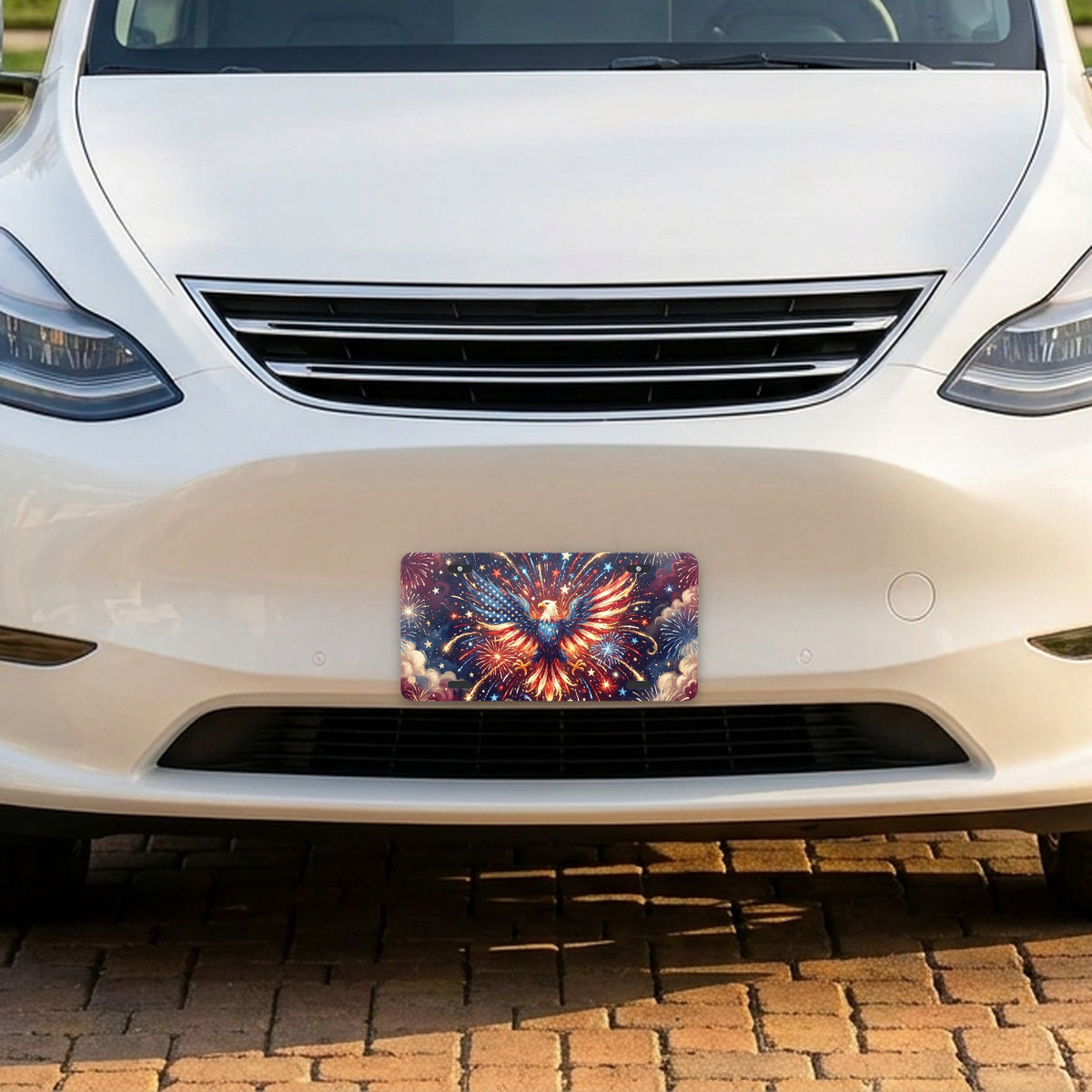 July 4th Fireworks aluminum front license plate