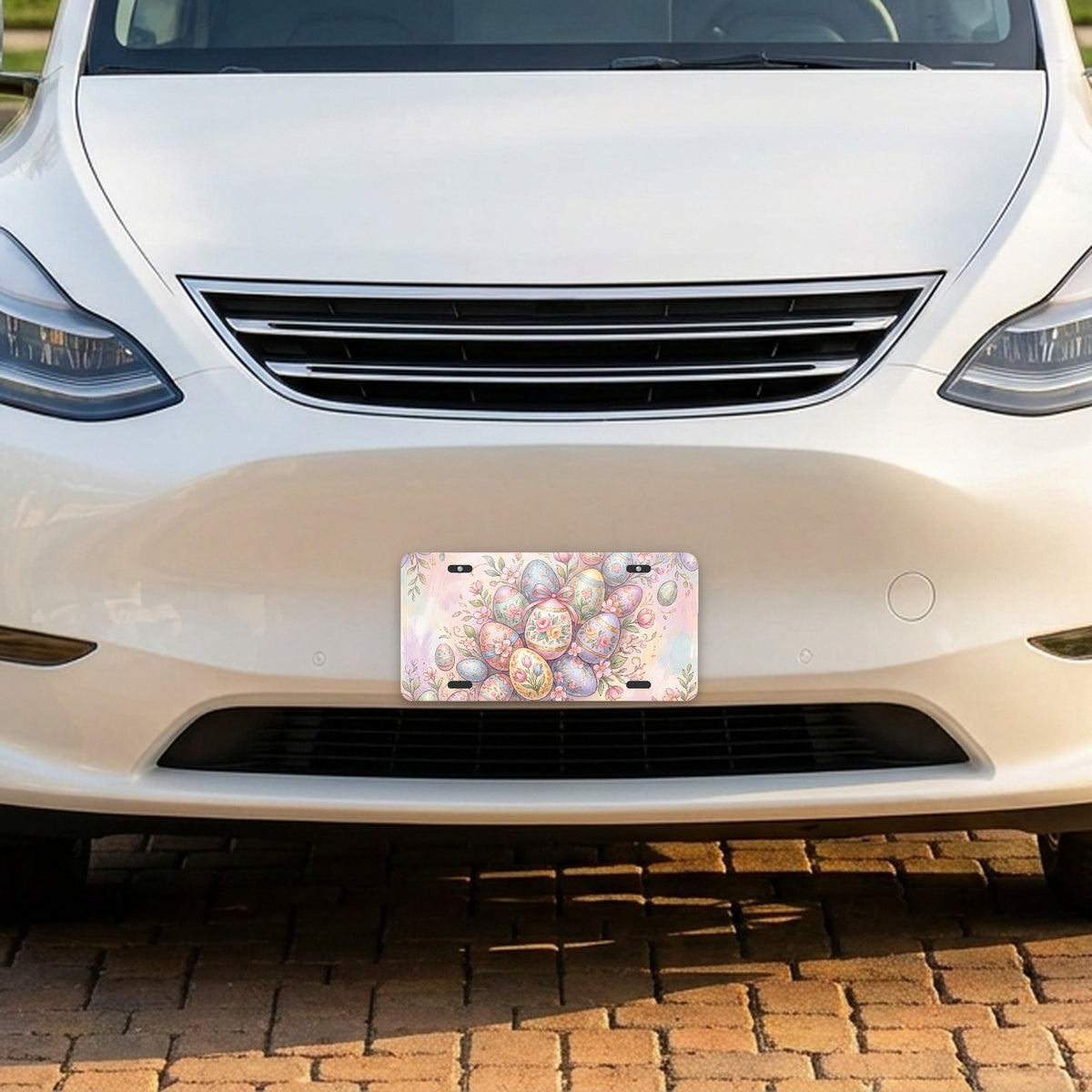 Easter Pastel Eggs aluminum front license plate