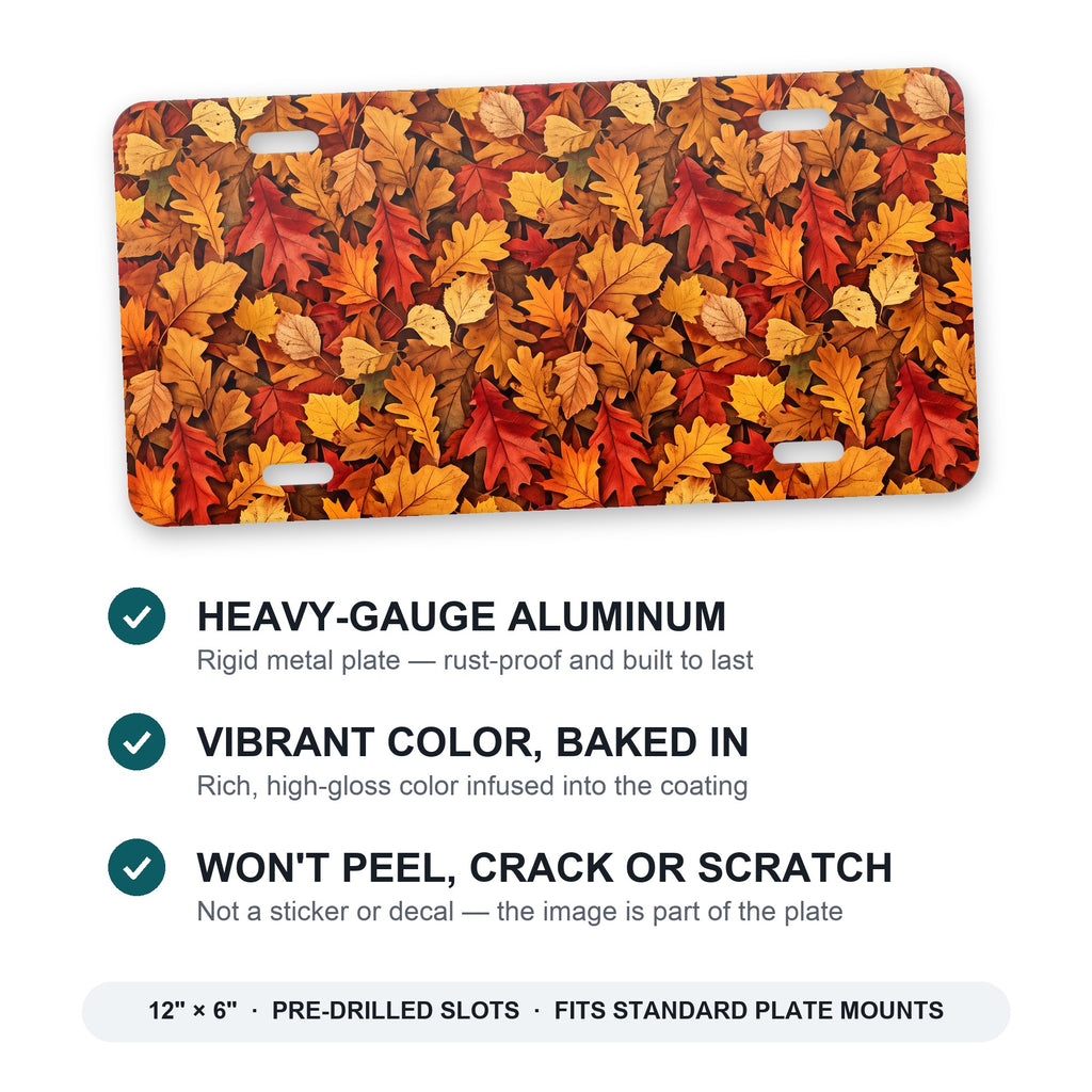 Autumn Leaves aluminum front license plate