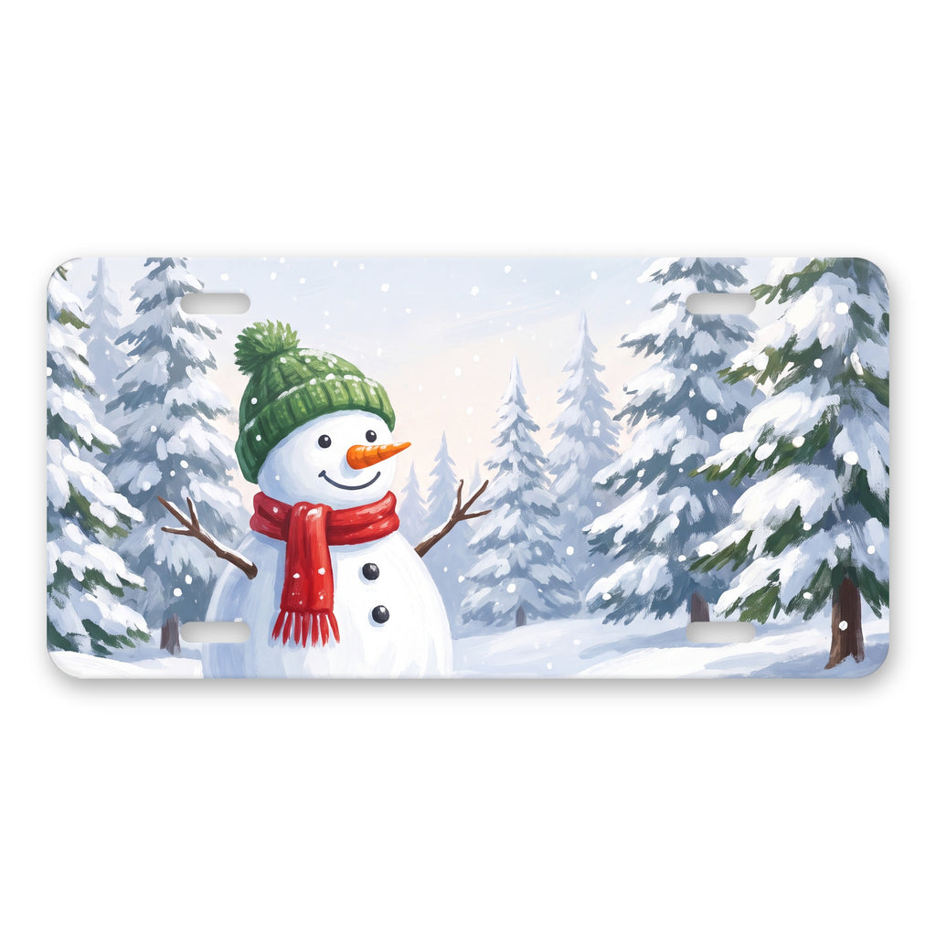 Snowman Winter aluminum front license plate