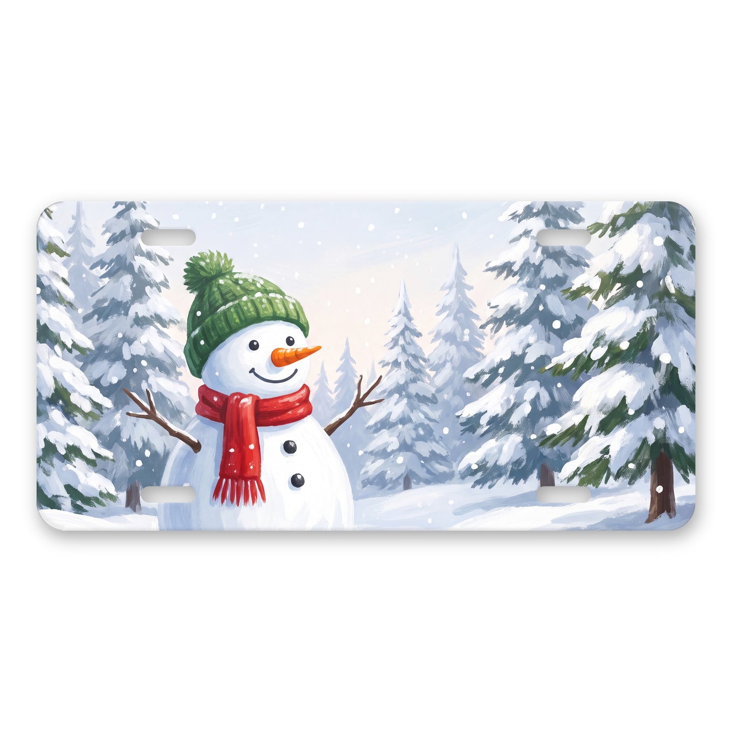 Snowman Winter aluminum front license plate