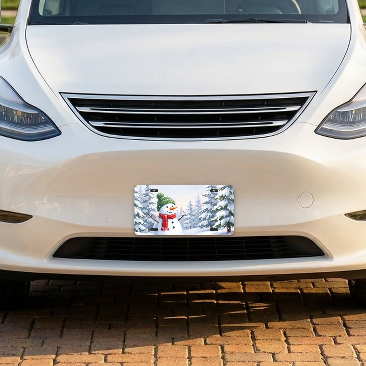Snowman Winter aluminum front license plate