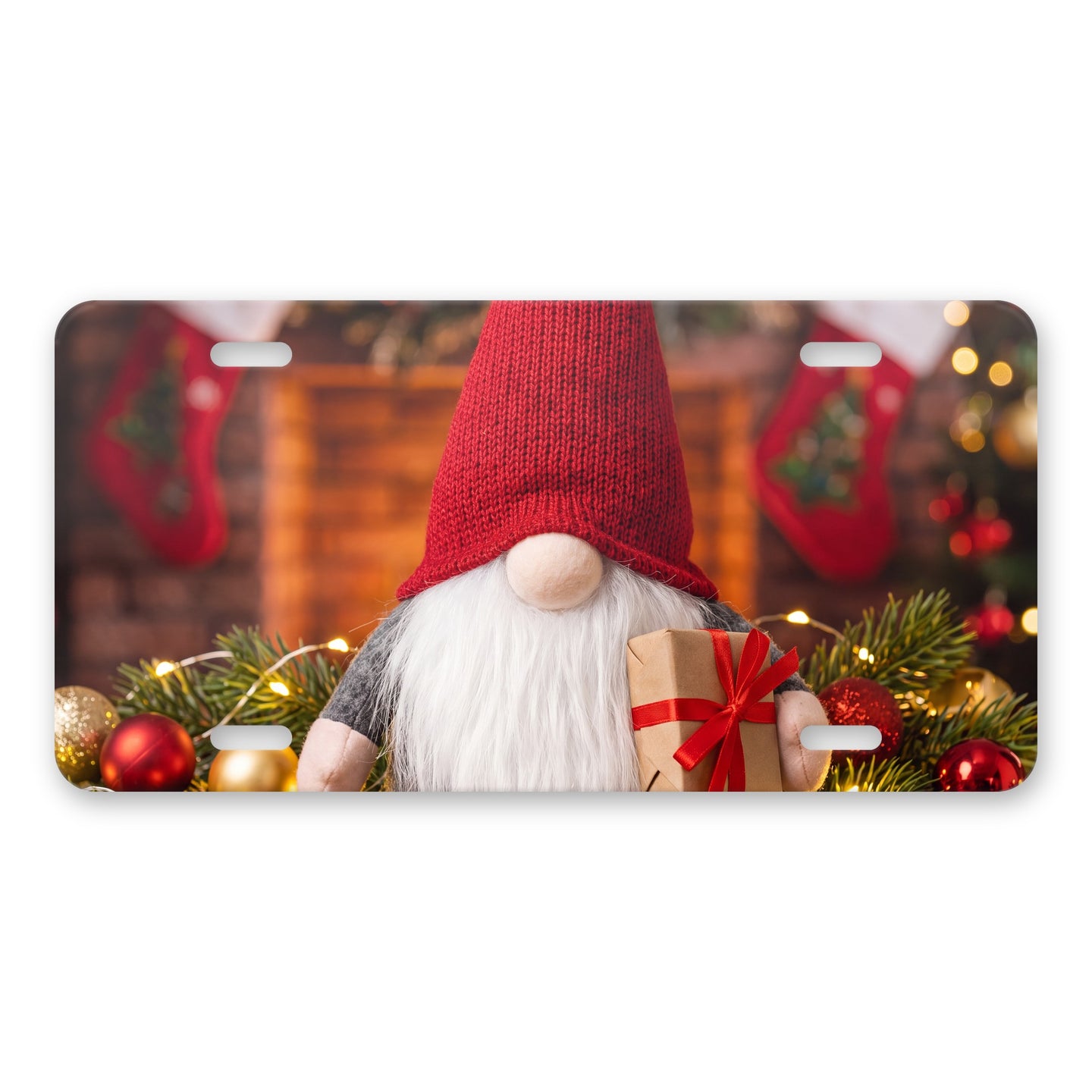 Holiday Gnome aluminum front license plate