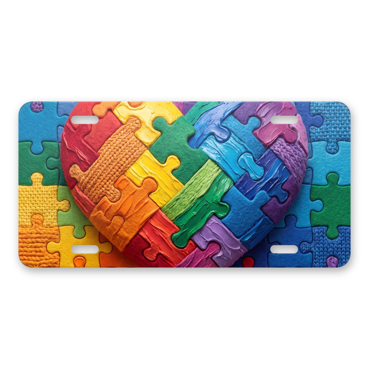Autism Awareness Puzzle aluminum front license plate