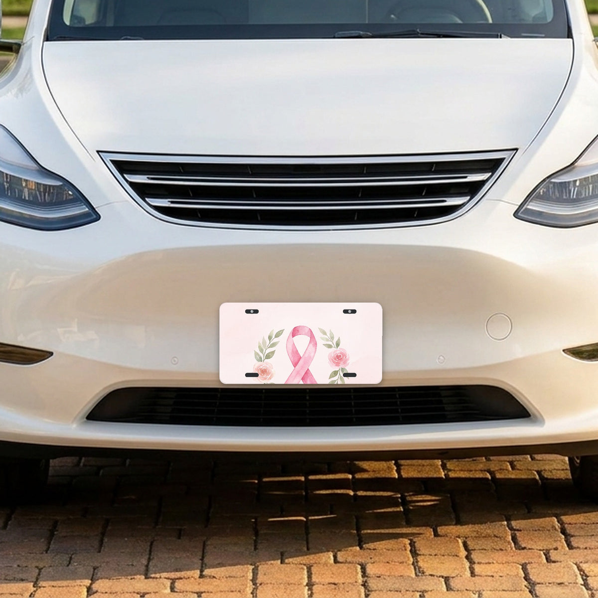Breast Cancer Ribbon aluminum front license plate