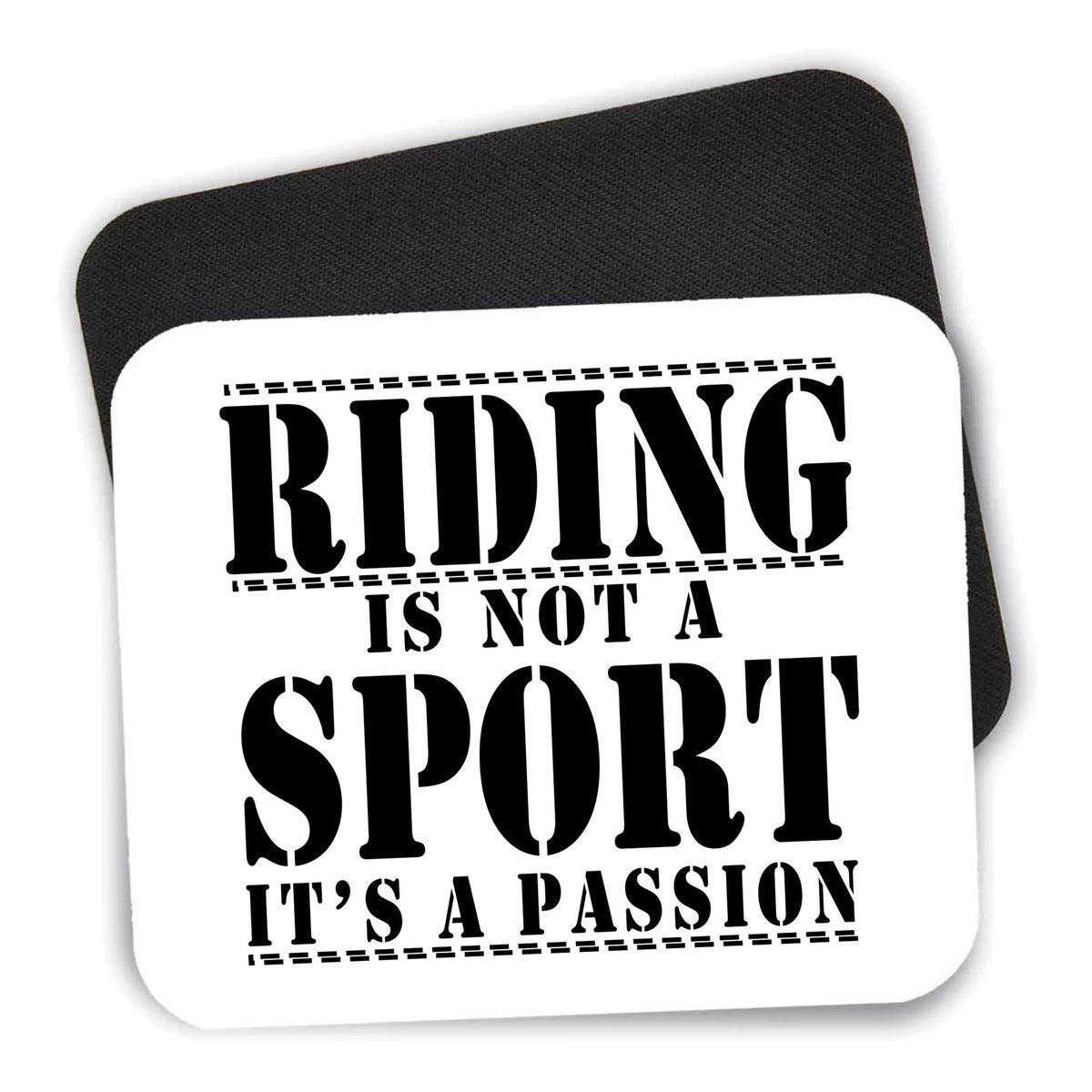 Riding is A Passion - horses mouse pad shown with its black non-slip rubber underside