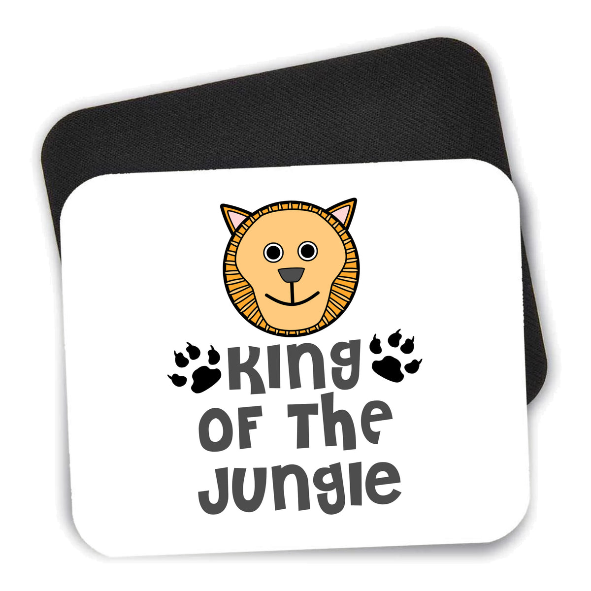 King of the Jungle - Lion mouse pad shown with its black non-slip rubber underside