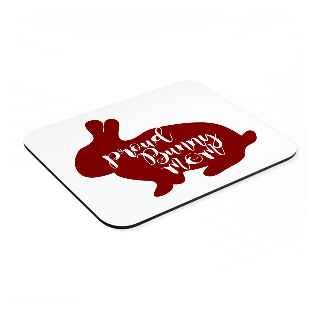 Proud Bunny Mom - Rabbit mouse pad, angled view showing the 1/4 inch thick base