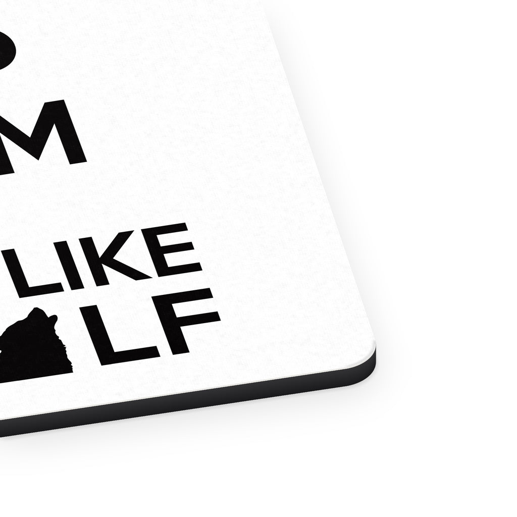 Keep Calm Howl Like a Wolf mouse pad, close-up of the fabric surface and rubber edge