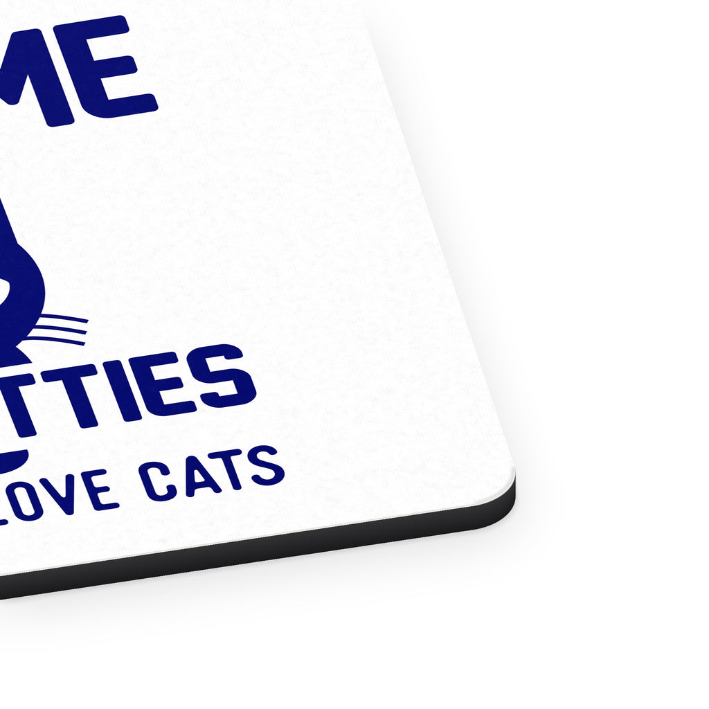 Show Me Your Kitties Love Cats mouse pad, close-up of the fabric surface and rubber edge